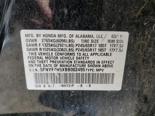 2011 HONDA PILOT EXL  