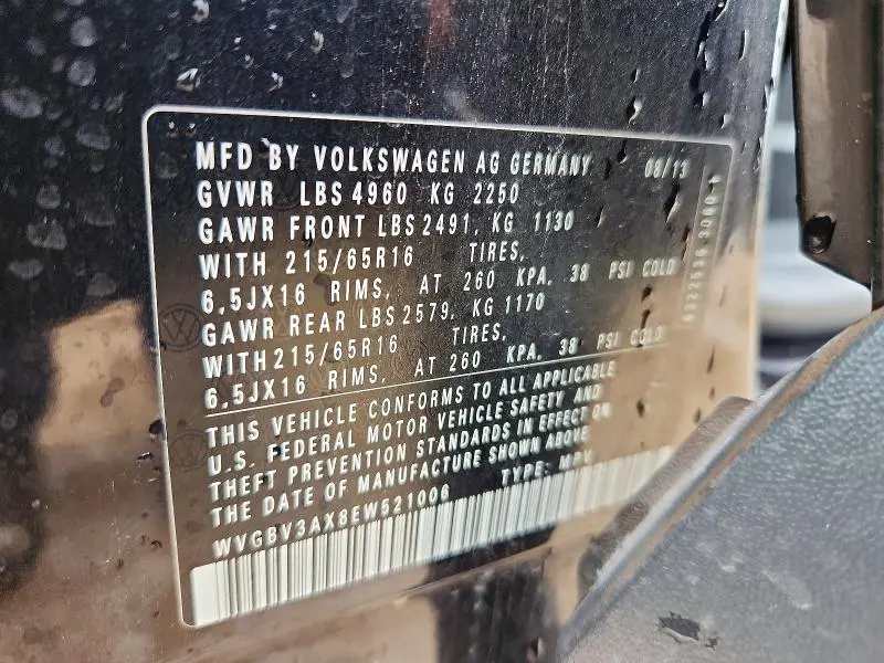 2014 VOLKSWAGEN TIGUAN S  