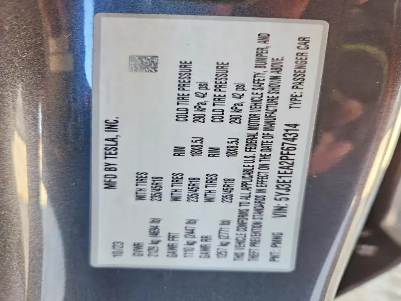 2023 TESLA MODEL 3   