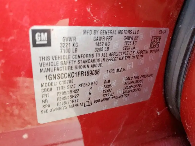 2015 CHEVROLET TAHOE C1500 LTZ  