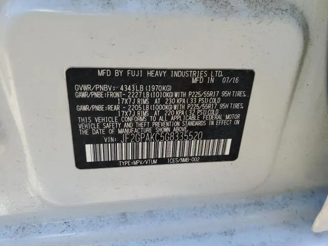 2016 SUBARU CROSSTREK LIMITED  