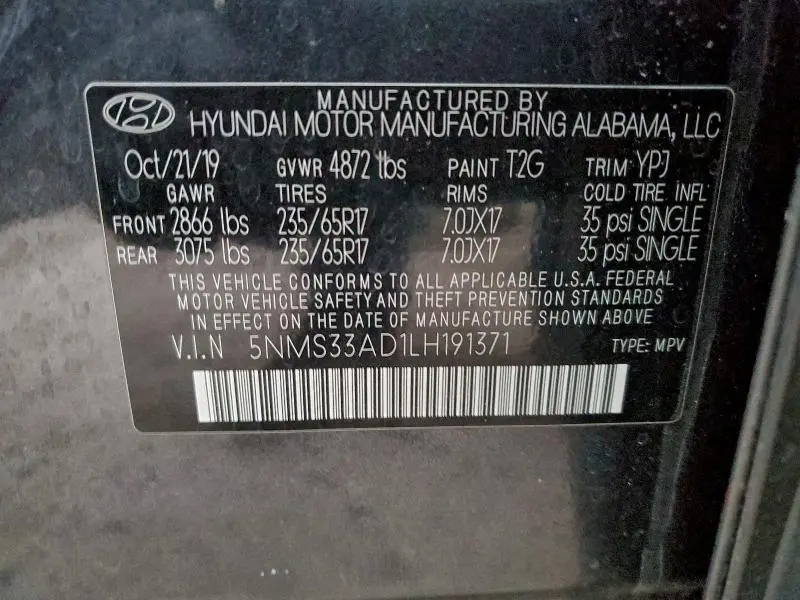 2020 HYUNDAI SANTA FE SEL  