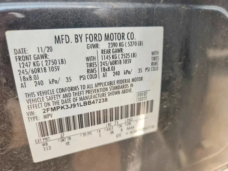 2020 FORD EDGE SEL  