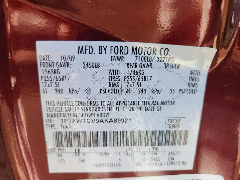 2010 FORD F150 SUPERCREW  