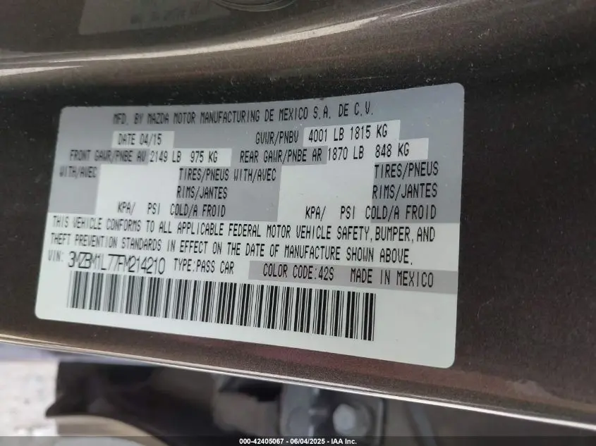 2015 MAZDA MAZDA3 I TOURING