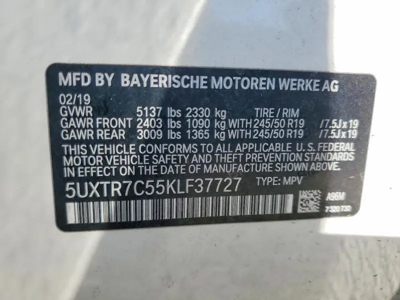 2019 BMW X3 SDRIVE30I  