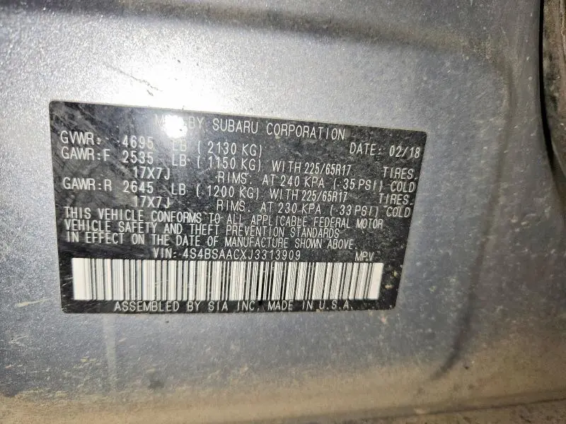 2018 SUBARU OUTBACK 2.5I  