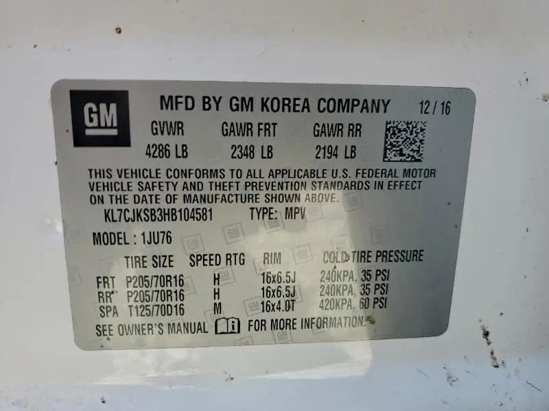 2017 CHEVROLET TRAX LS  