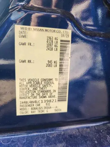 2020 NISSAN ALTIMA S  