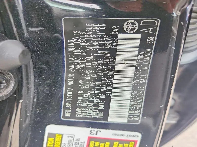 2013 TOYOTA COROLLA LE  