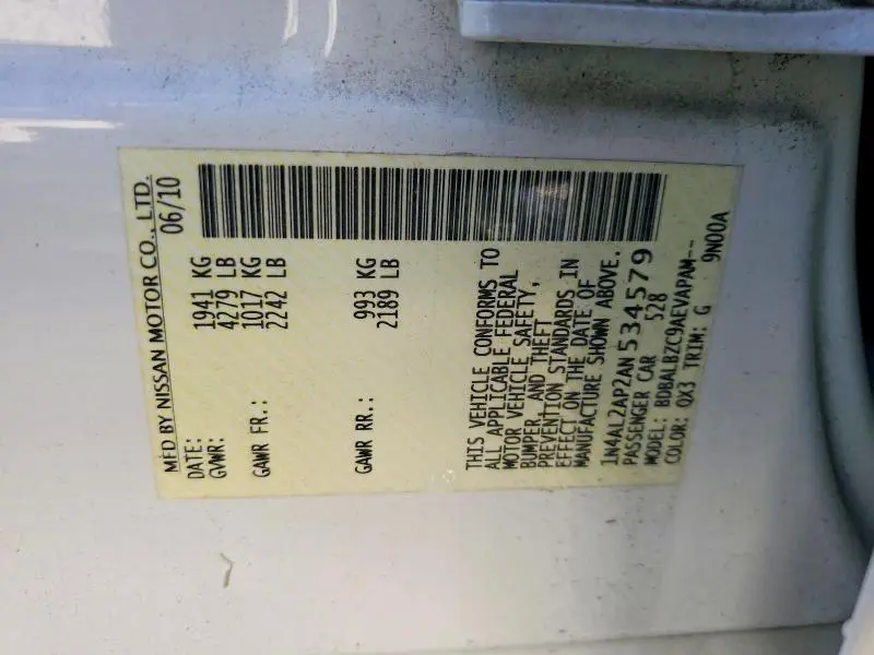 2010 NISSAN ALTIMA 2.5  