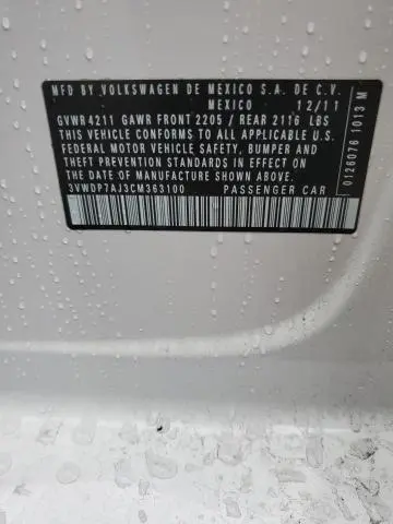 2012 VOLKSWAGEN JETTA SE  