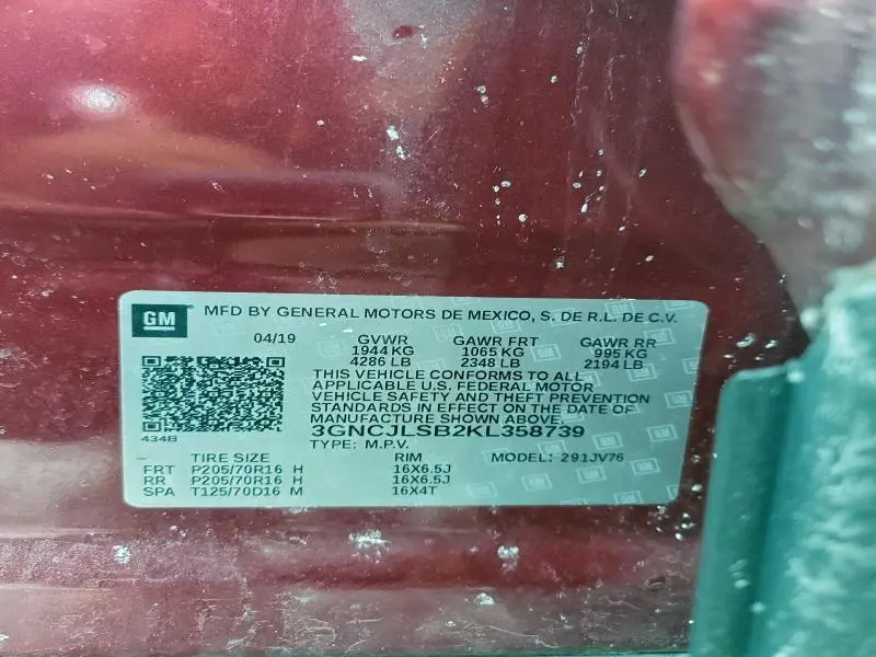 2019 CHEVROLET TRAX 1LT  