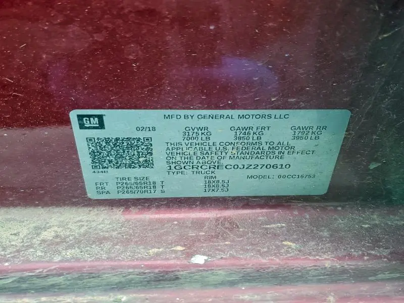 2018 CHEVROLET SILVERADO C1500 LT  