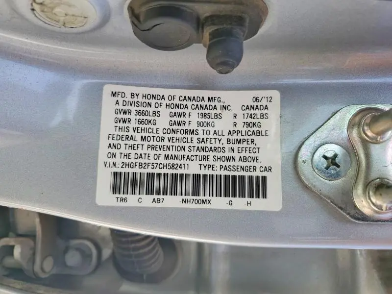 2012 HONDA CIVIC LX  