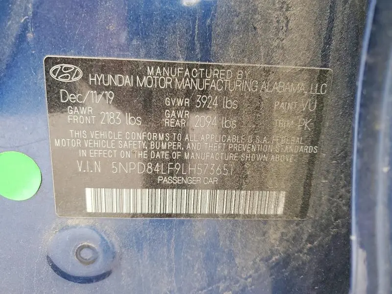 2020 HYUNDAI ELANTRA SEL  