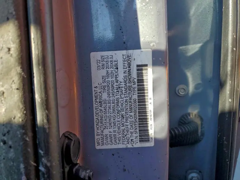 2022 HONDA PILOT SE  