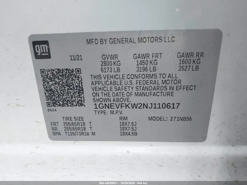 2022 CHEVROLET TRAVERSE AWD LS