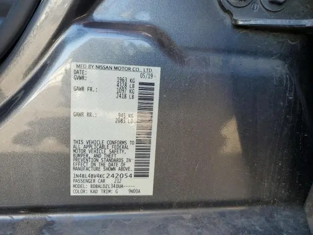 2019 NISSAN ALTIMA S  