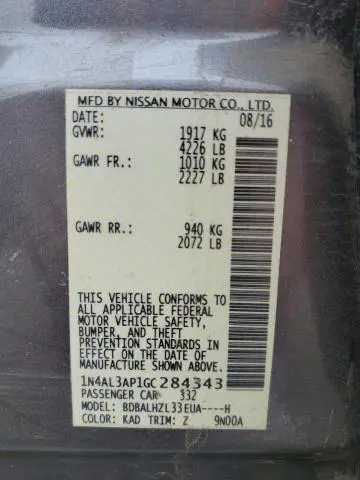 2016 NISSAN ALTIMA 2.5  