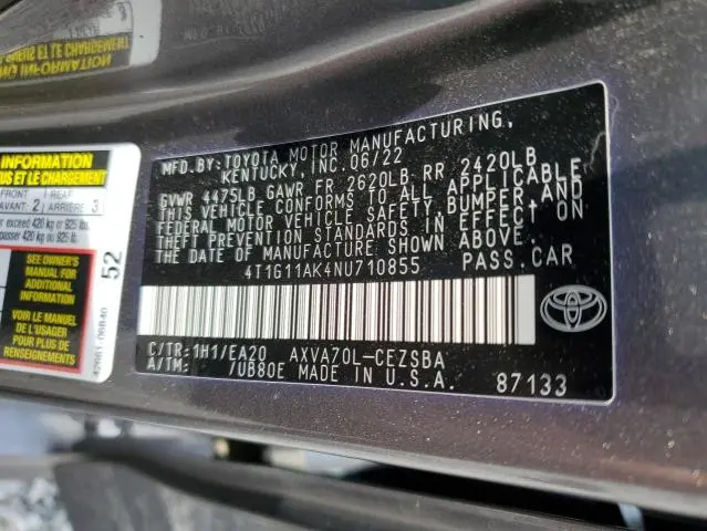 2022 TOYOTA CAMRY SE  