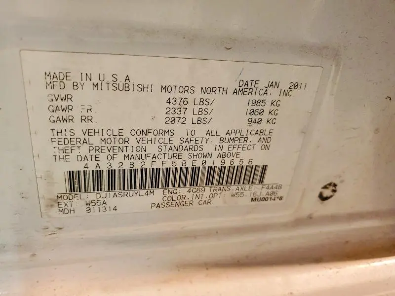 2011 MITSUBISHI GALANT FE  