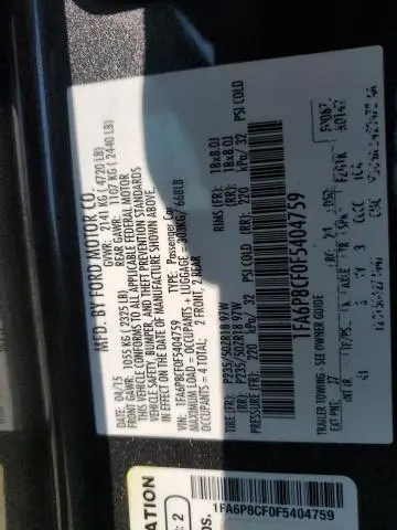 2015 FORD MUSTANG GT