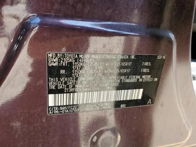 2016 TOYOTA RAV4 XLE  