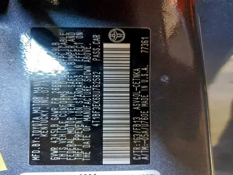 2011 TOYOTA CAMRY BASE  