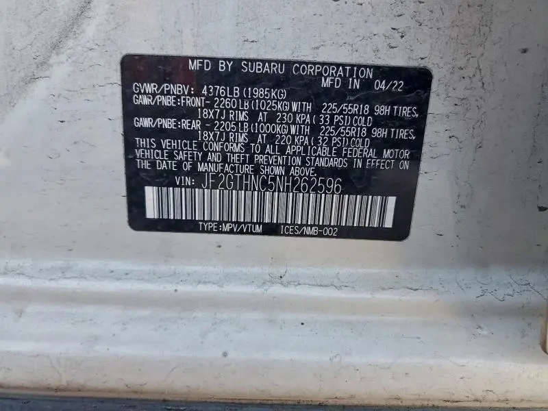 2022 SUBARU CROSSTREK LIMITED  