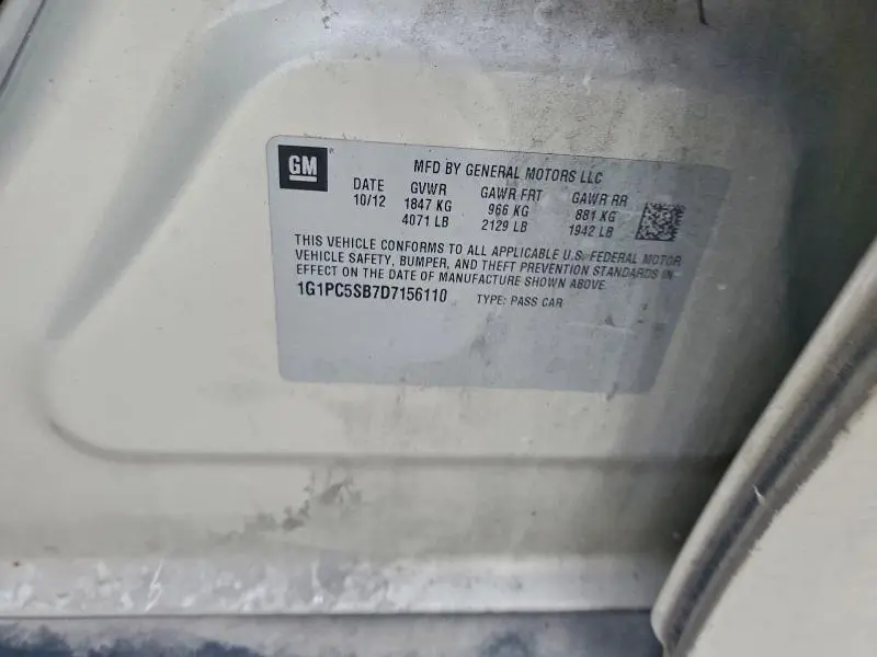 2013 CHEVROLET CRUZE LT  