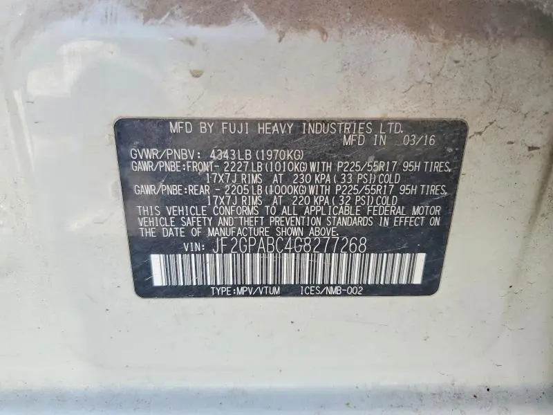2016 SUBARU CROSSTREK PREMIUM  