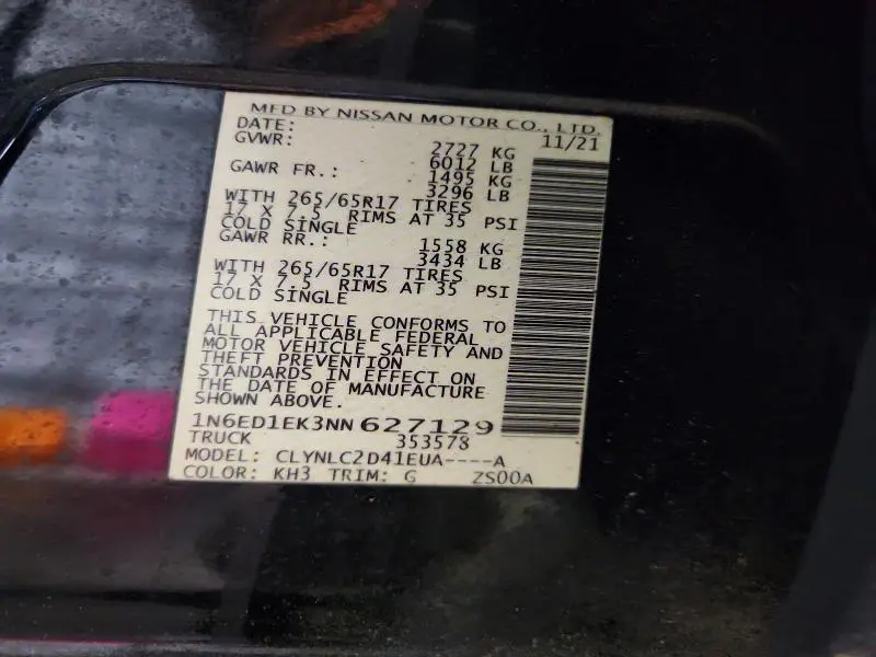 2022 NISSAN FRONTIER SV  