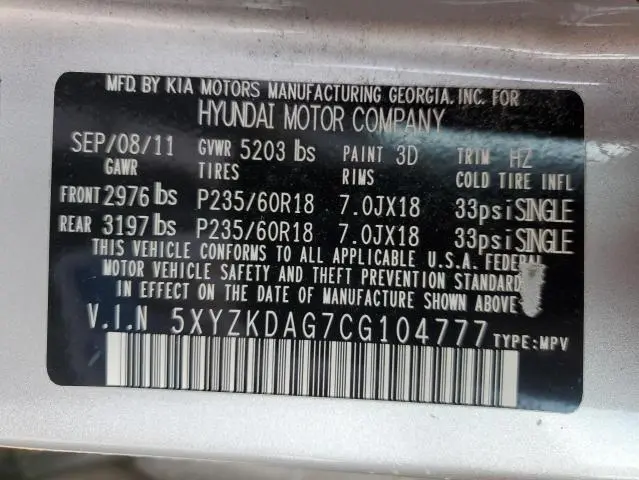 2012 HYUNDAI SANTA FE LIMITED  