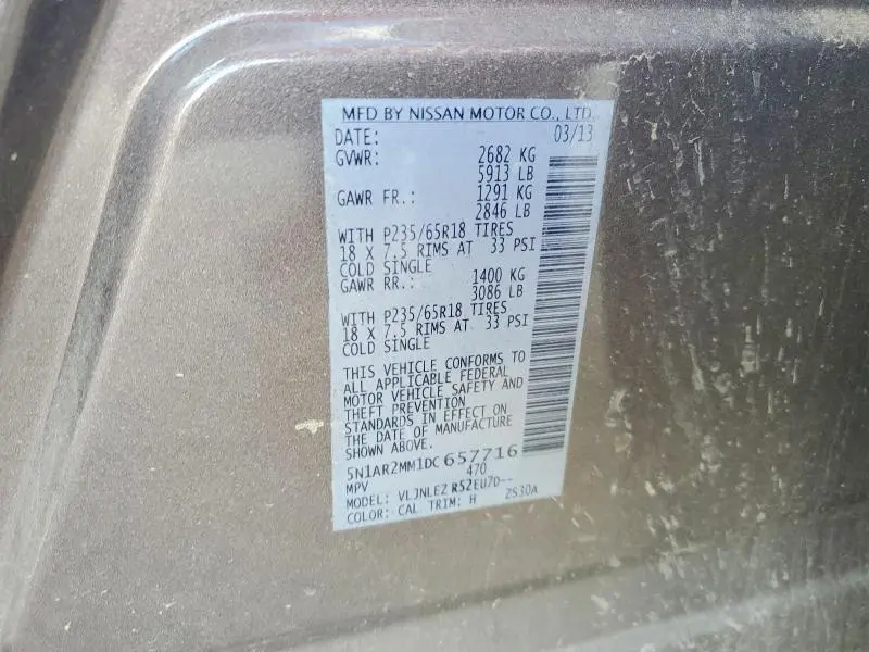 2013 NISSAN PATHFINDER S  