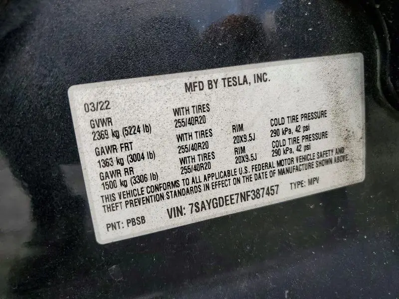 2022 TESLA MODEL Y LONG RANGE