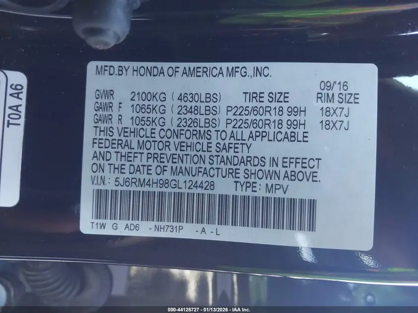 2016 HONDA CR-V TOURING