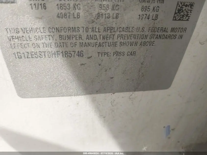 2017 CHEVROLET MALIBU 1LT