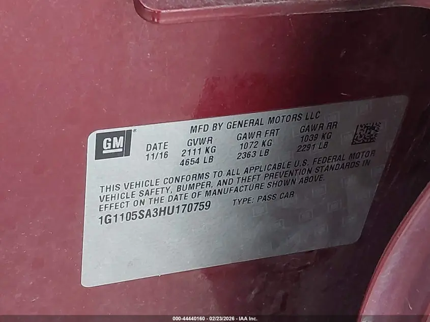 2017 CHEVROLET IMPALA 1LT