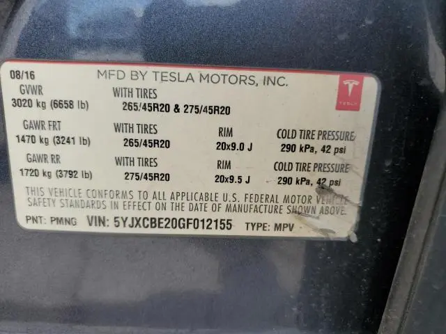 2016 TESLA MODEL X   