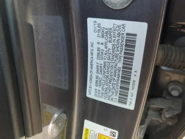 2019 HONDA ACCORD EXL  