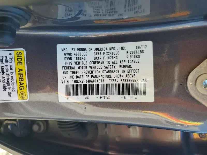 2013 HONDA ACCORD LX  