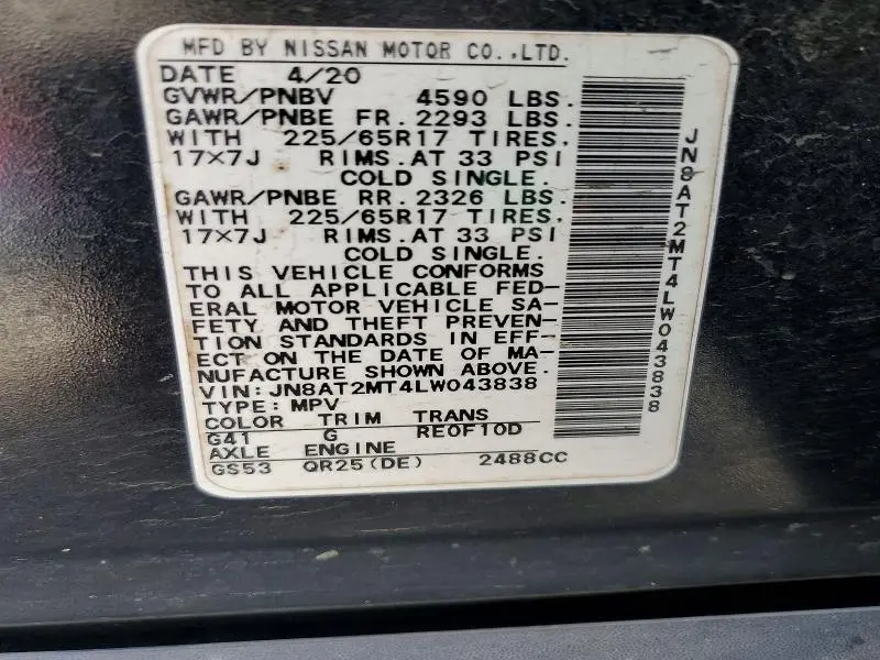 2020 NISSAN ROGUE SV  