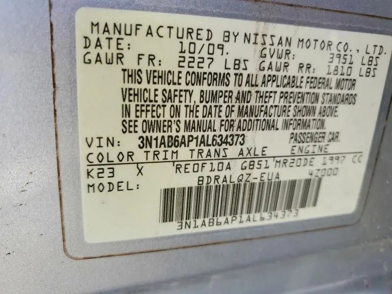 2010 NISSAN SENTRA 2.0  