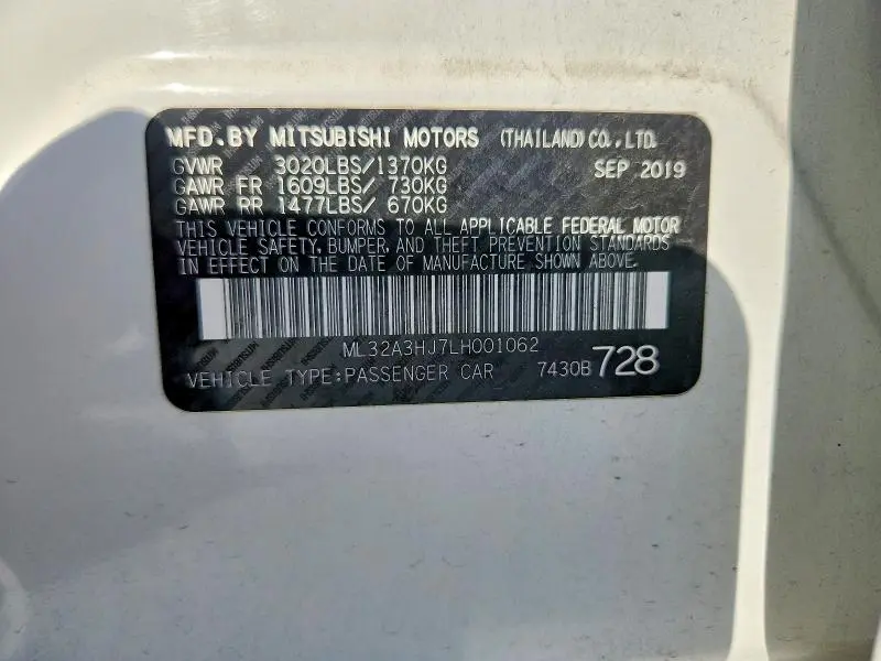2020 MITSUBISHI MIRAGE ES  