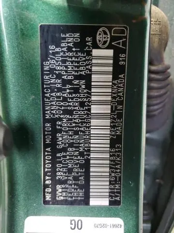 2016 TOYOTA COROLLA L  