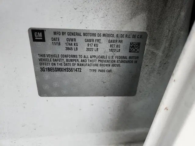 2017 CHEVROLET CRUZE LT  