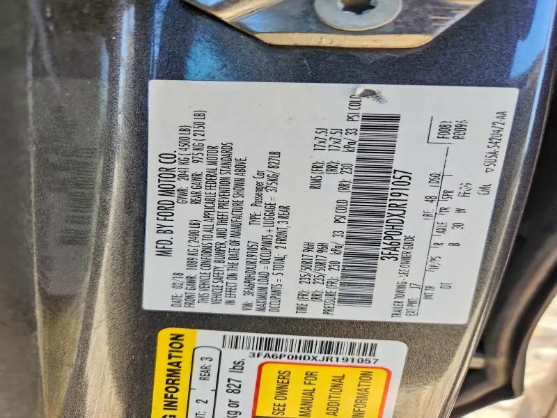 2018 FORD FUSION SE  
