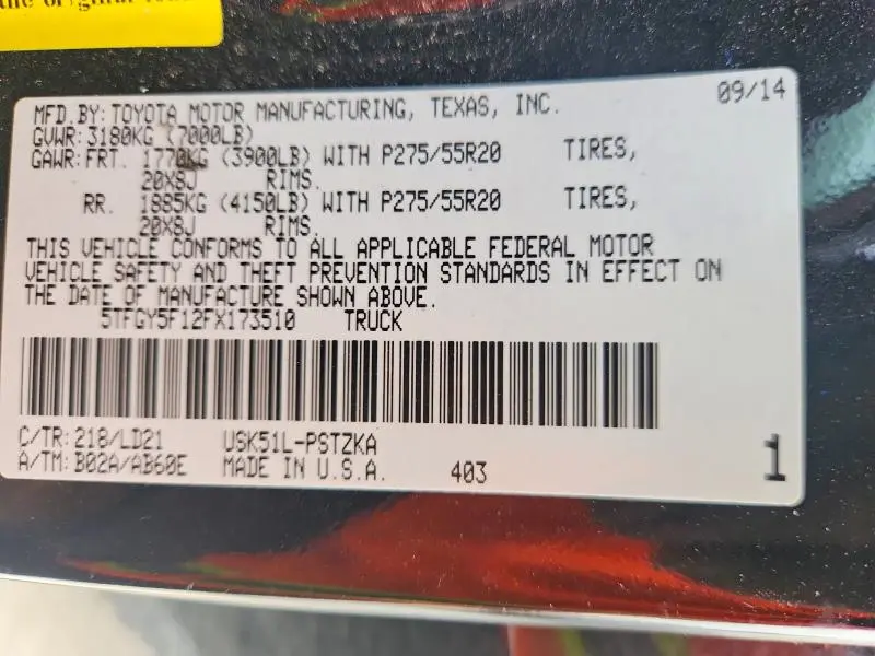 2015 TOYOTA TUNDRA CREWMAX 1794  