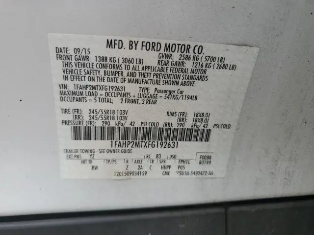 2015 FORD TAURUS POLICE INTERCEPTOR  